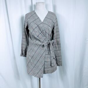 Favlux Plaid Long sleeve Wrap over Romper